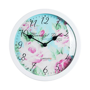 Round Clock Flower4(WH)