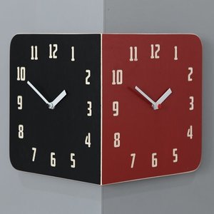 Morden Retro Round Corner Clock (Black&amp;Red)