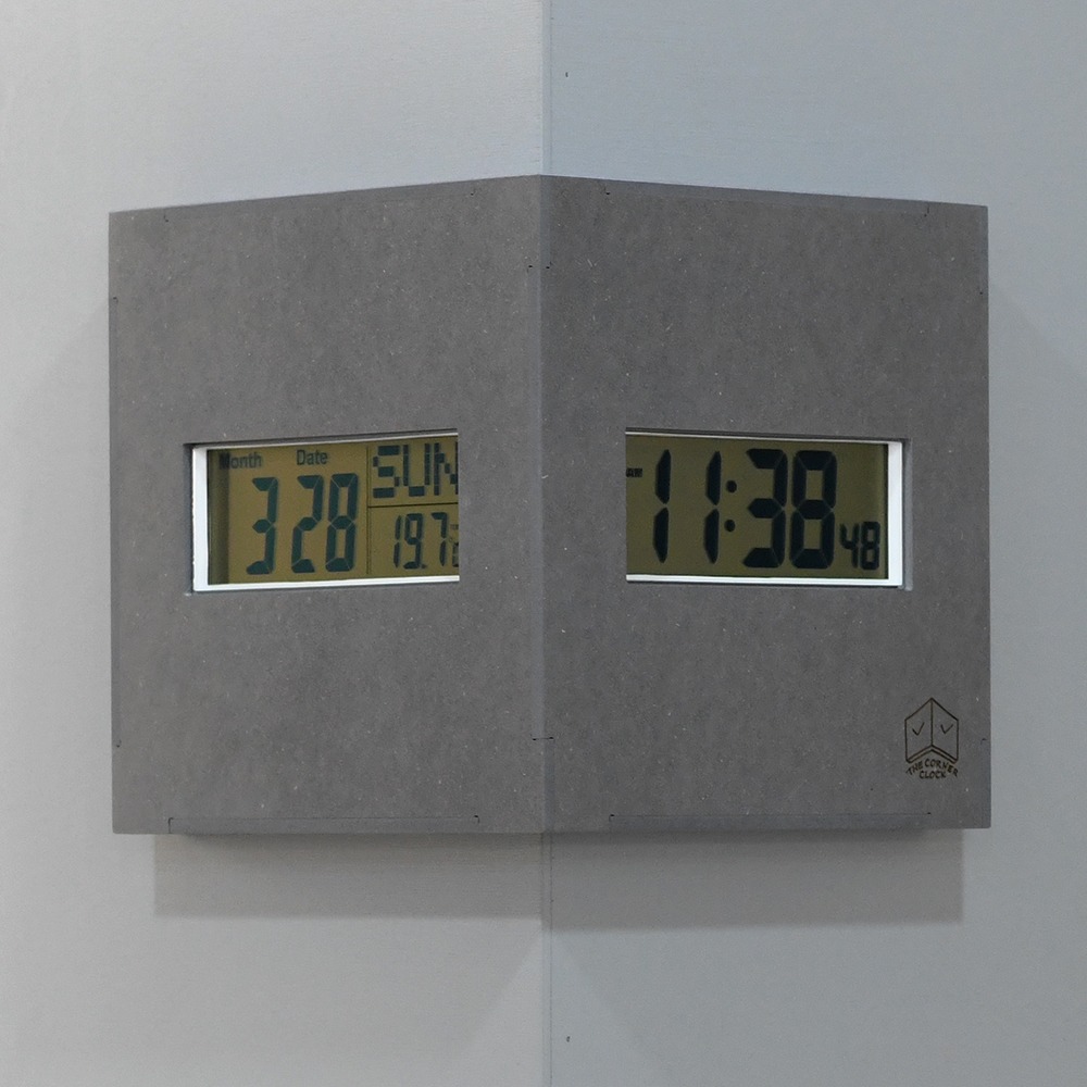 디지털 코너 벽시계-그레이 (Digital Corner Clock - Gray)
